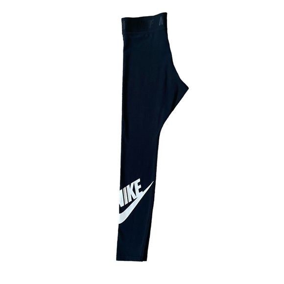 Nike Pants - Nike women's medium black pull on stretch legging athletic pants logo on the leg
